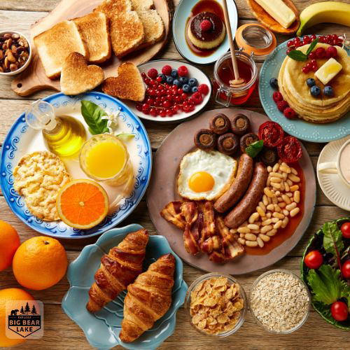 spread of breakfast food on plates for breakfast restaurants in big bear lake