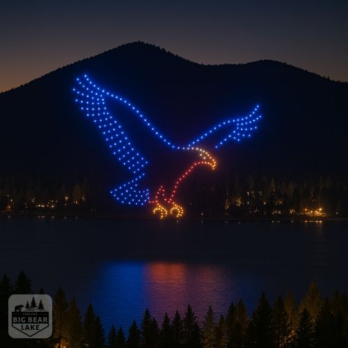drone show with eagle over big bear lake, labor day weekend